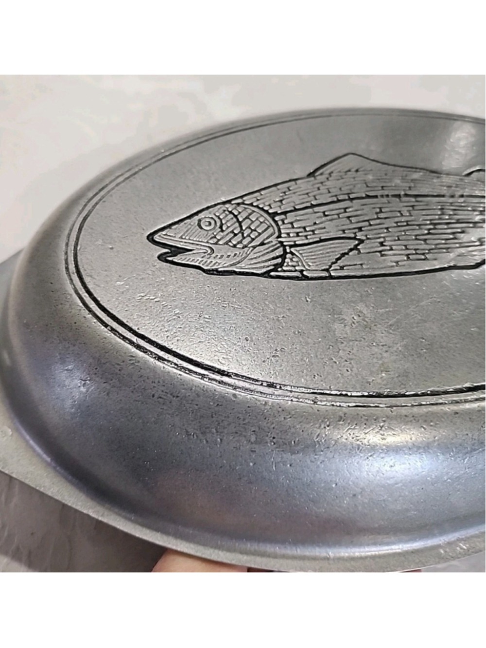Wilton Armetale Fish Platter Pewter Large Oval Handled 14" Silver Vintage - Picture 3 of 16